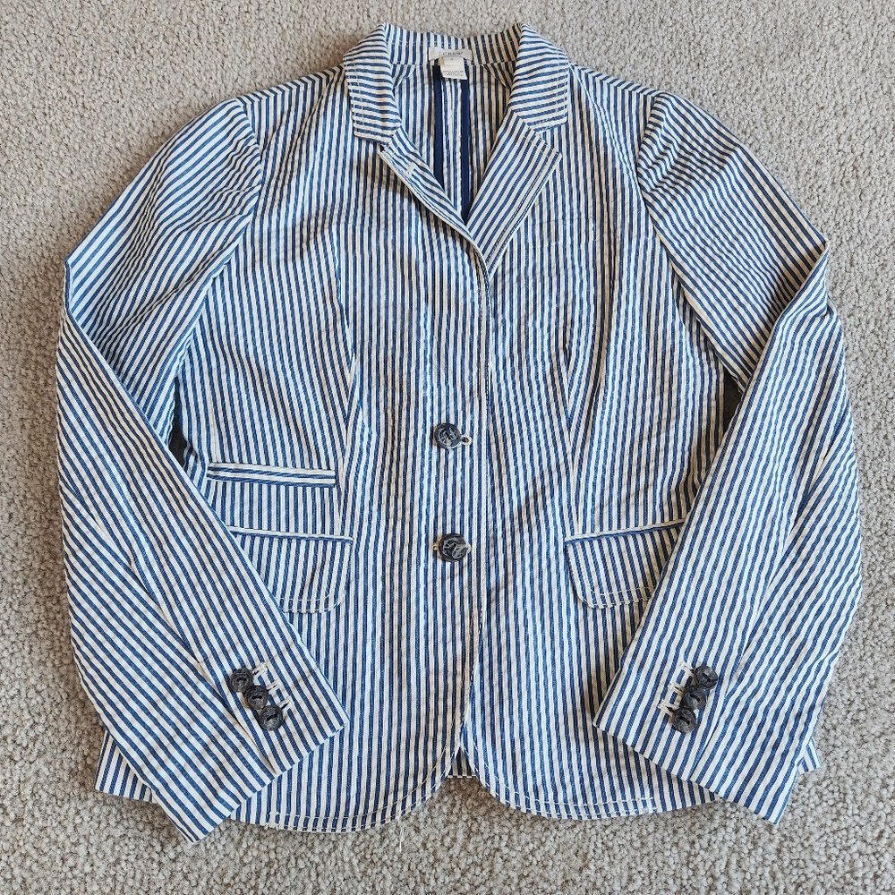 NWOT J. Crew Seersucker Schoolboy Blazer